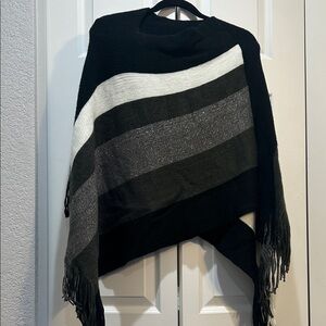 Elegant Black and Gray Striped Women's Ponch
